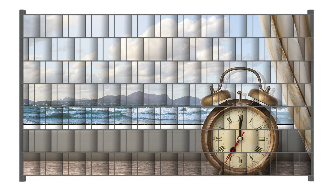Wallario Sichtschutzstreifen Guten Morgen sagt das Meer - Wecker und Vorhang am Fenster, für Stabmattenzäune geeignet Wallario Sichtschutzstreifen Guten Morgen sagt das Meer - Wecker und Vorhang am Fenster, für Stabmattenzäune geeignet von Wallario