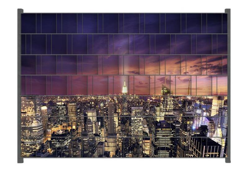 Wallario Sichtschutzstreifen New York bei Nacht - Panoramablick über die Stadt von Wallario