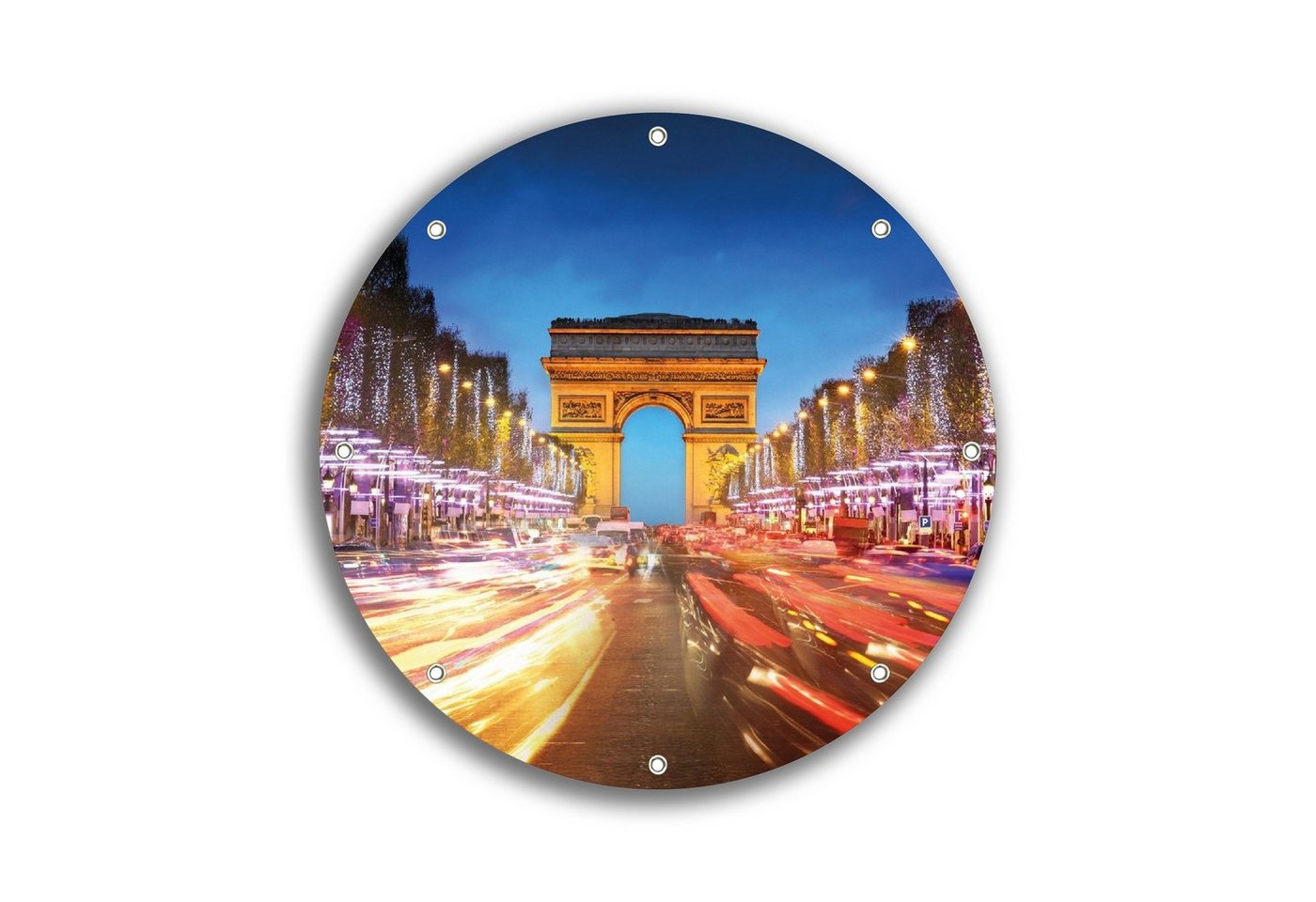 Wallario Sichtschutzzaunmatten Arc de triomphe in Paris bei Nacht, rund von Wallario