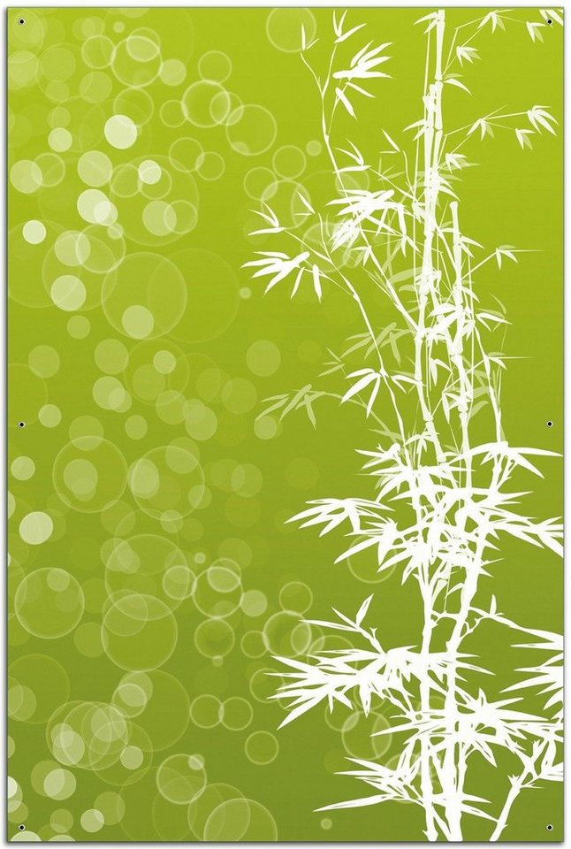 Wallario Sichtschutzzaunmatten Bambusmuster grün-weiß von Wallario