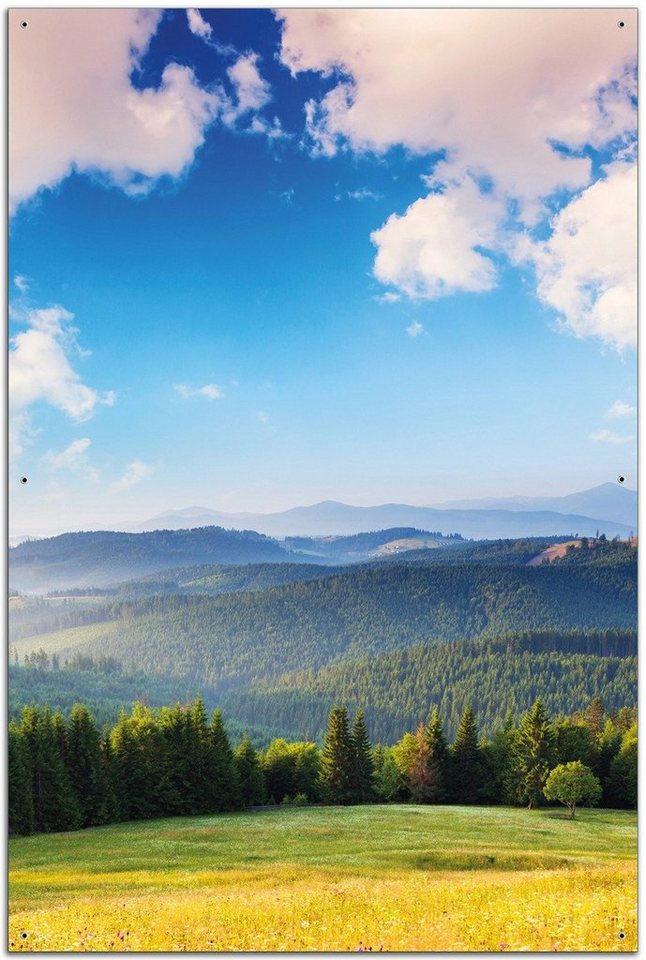 Wallario Sichtschutzzaunmatten Berglandschaft im Gebirge unter blauem Himmel von Wallario