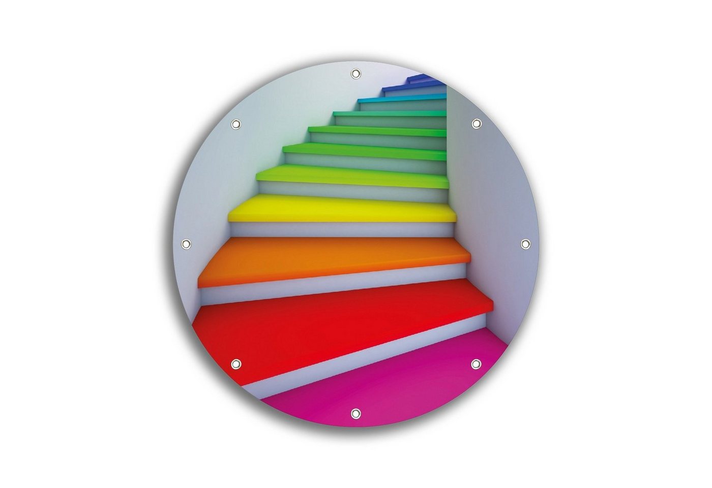 Wallario Sichtschutzzaunmatten Bunte Treppe, rund von Wallario