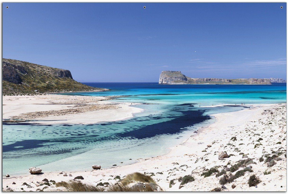 Wallario Sichtschutzzaunmatten Einsame Bucht mit weißem Sand und klarem Wasser von Wallario