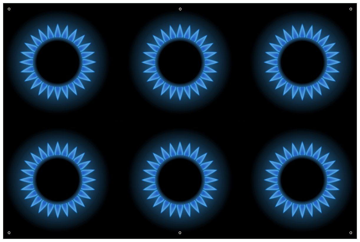 Wallario Sichtschutzzaunmatten Flamme Gasherd bei Nacht von Wallario