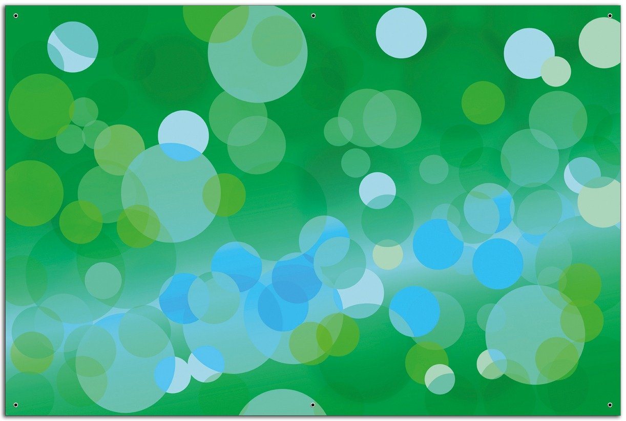 Wallario Sichtschutzzaunmatten Grüne und blaue Kreise - harmonisches Muster von Wallario