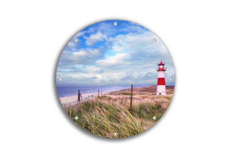 Wallario Sichtschutzzaunmatten Leuchtturm am Strand von Sylt, rund von Wallario