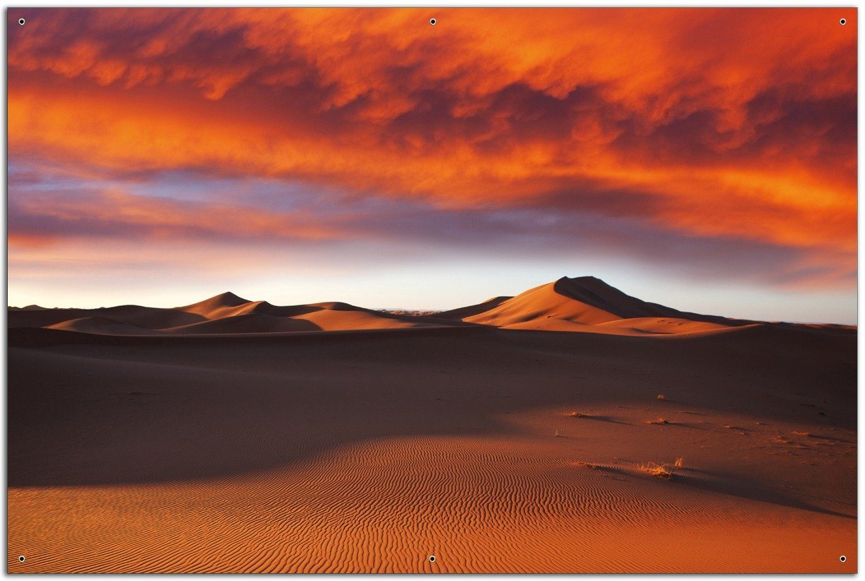 Wallario Sichtschutzzaunmatten Sahara Wüste II - Sanddünen im Sonnenuntergang von Wallario