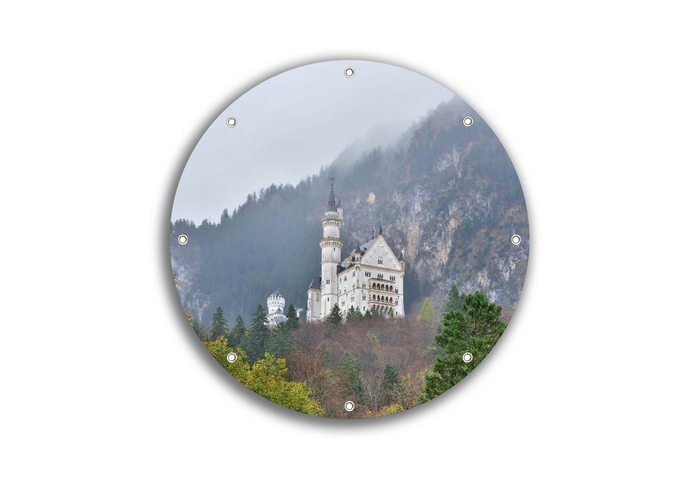 Wallario Sichtschutzzaunmatten Schloss Neuschwanstein in Bayern, rund von Wallario