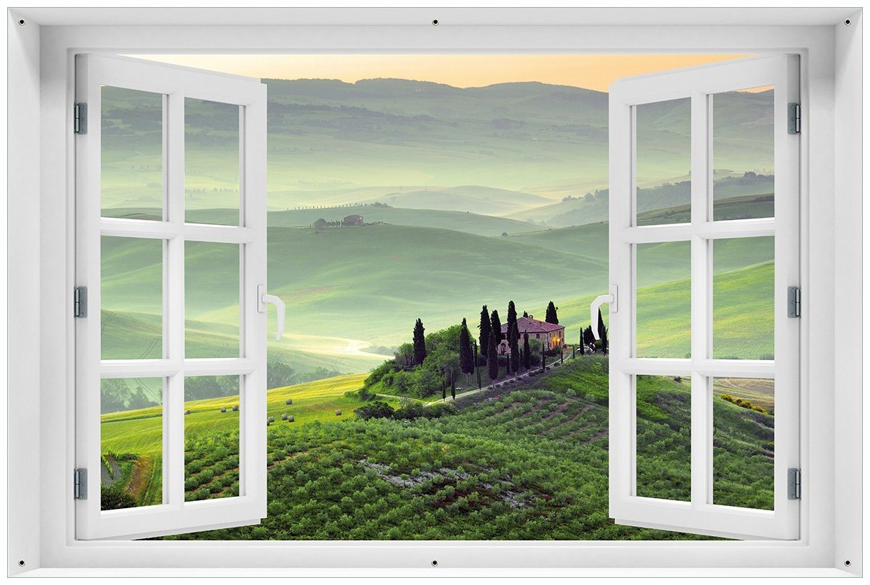 Wallario Sichtschutzzaunmatten Toskana in Italien, mit Fenster-Illusion von Wallario