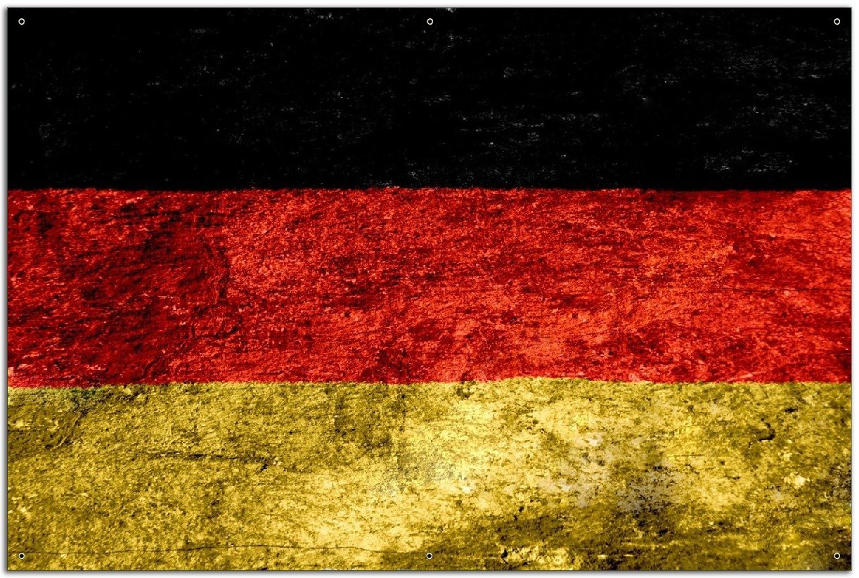 Wallario Sichtschutzzaunmatten Verwitterte Deutschland-Fahne in schwarz rot gold von Wallario