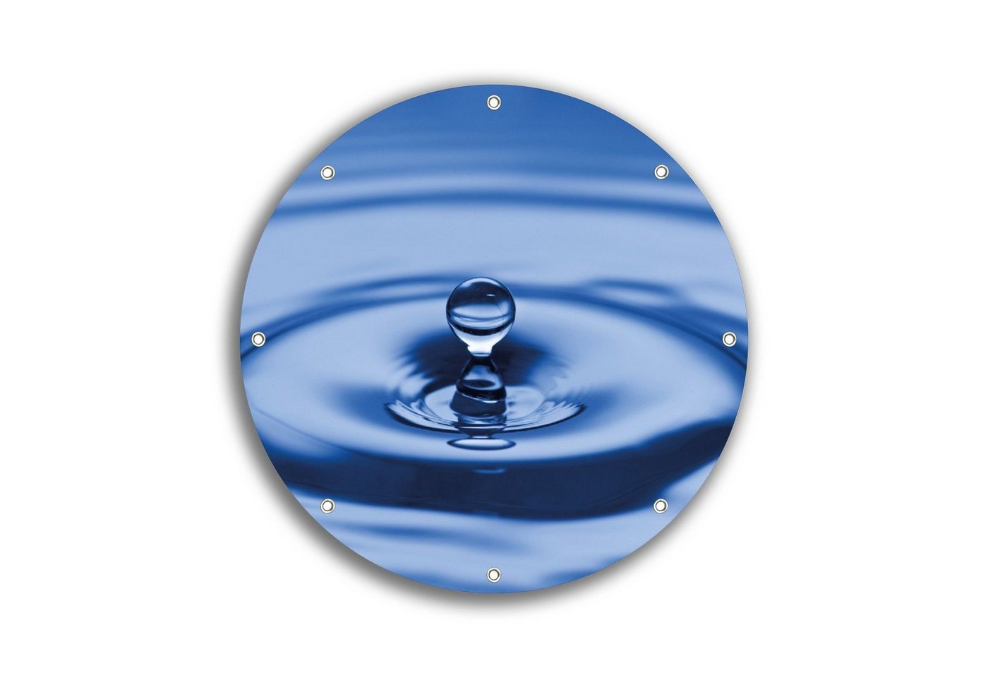 Wallario Sichtschutzzaunmatten Wassertropfen im blauen Wasser, rund von Wallario