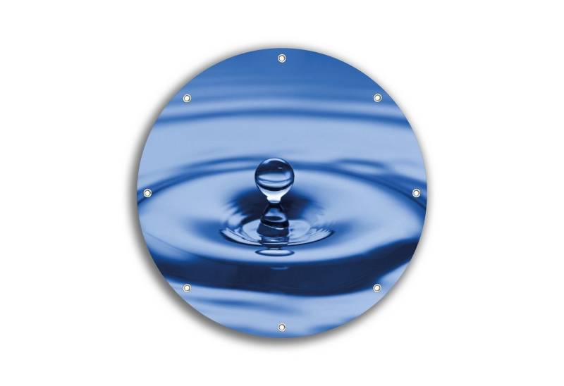 Wallario Sichtschutzzaunmatten Wassertropfen im blauen Wasser, rund von Wallario
