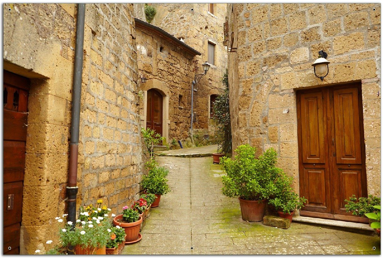 Wallario Sichtschutzzaunmatten Weg durch die Altstadt - Toskana in Italien von Wallario