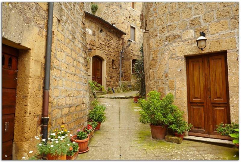 Wallario Sichtschutzzaunmatten Weg durch die Altstadt - Toskana in Italien von Wallario