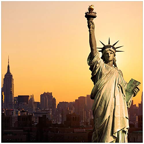 Wallario Sticker/Aufkleber für Kühlschrank/Geschirrspüler/Küchenschränke, Selbstklebende Folie - 60 x 60 cm, Motiv: Freiheitsstatue New York von Wallario