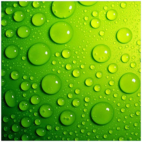 Wallario Sticker/Aufkleber für Kühlschrank/Geschirrspüler/Küchenschränke, Selbstklebende Folie - 60 x 60 cm, Motiv: Wassertropfen auf Grün von Wallario