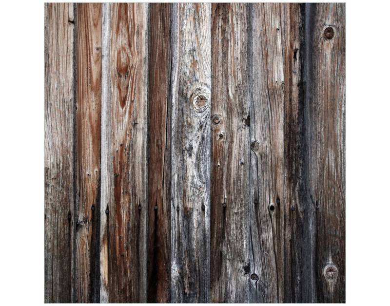 Wallario Tischplatte Alte Holzwand - Holzplanken in grau und braun (1 St), für Ikea Lack Tisch geeignet von Wallario