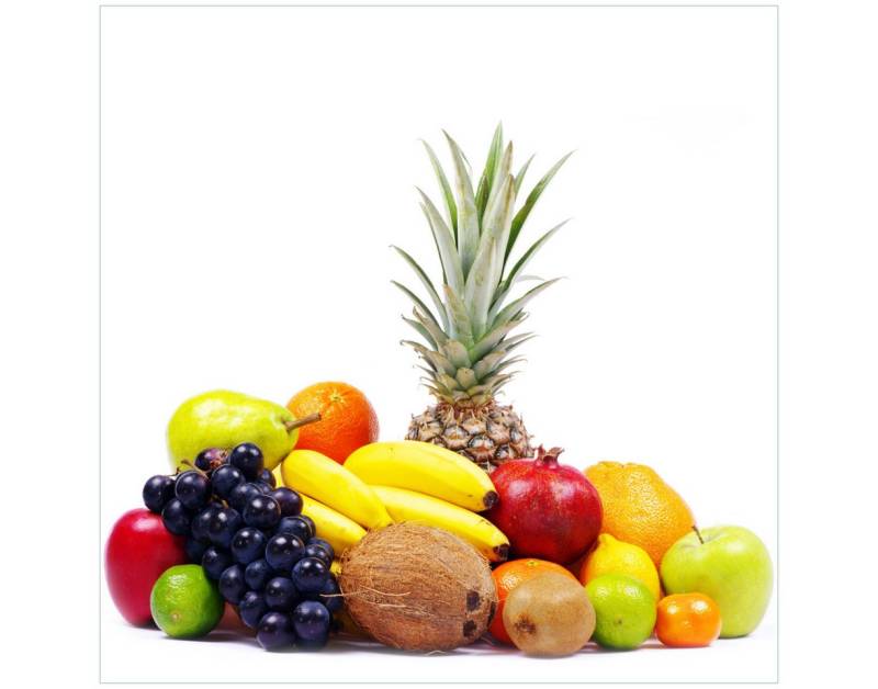 Wallario Tischplatte Gemischtes Obst aus aller Welt - Exotische Obstsammlung (1 St), für Ikea Lack Tisch geeignet von Wallario