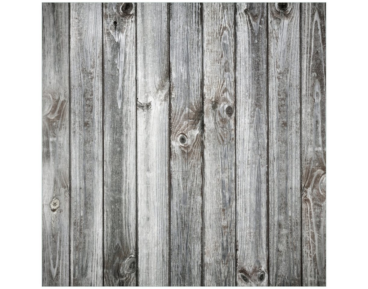 Wallario Tischplatte Holz-Optik Textur hellgraues Holz Paneele Dielen mit Asteinschlüssen (1 St), für Ikea Lack Tisch geeignet von Wallario