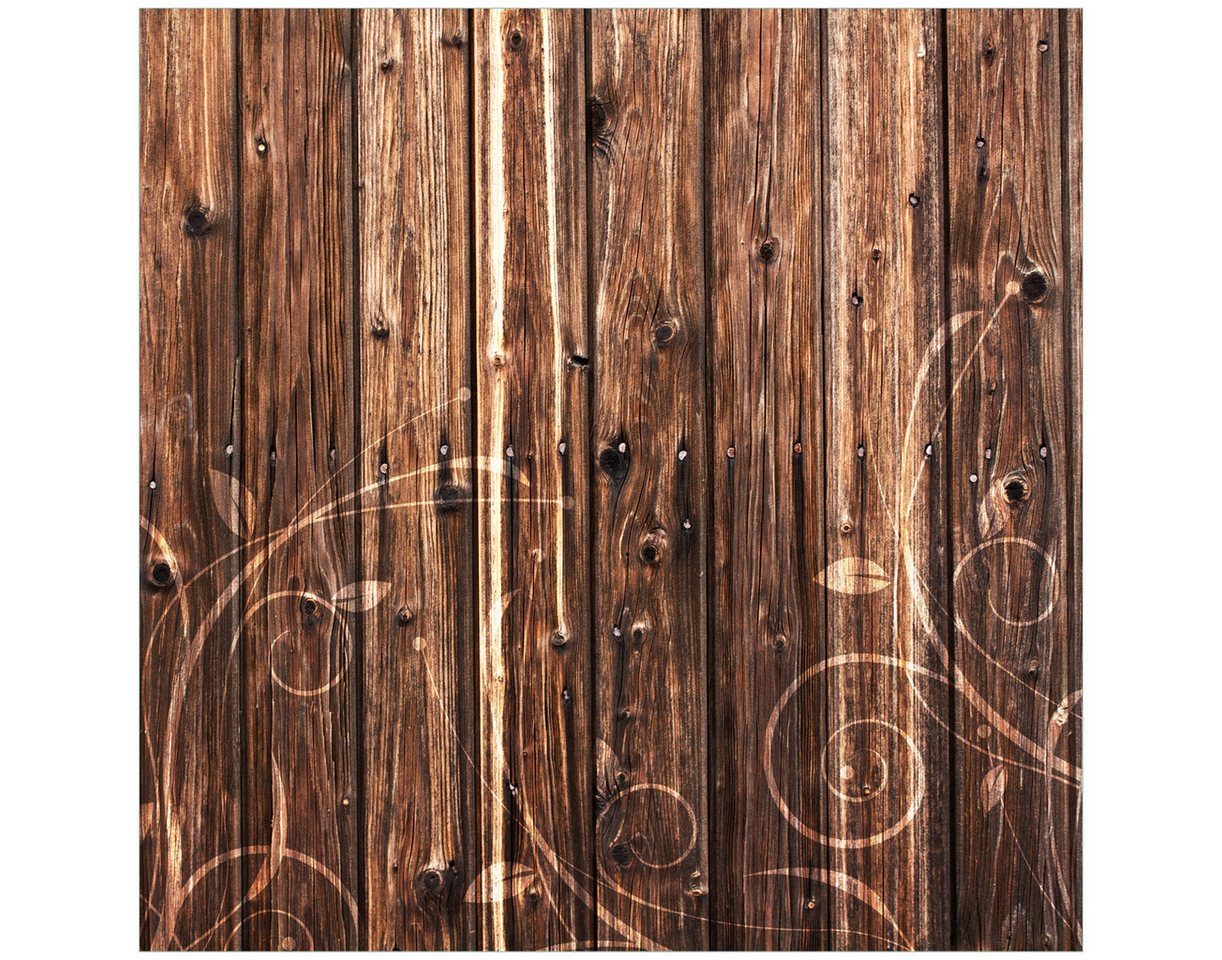 Wallario Tischplatte Holz in dunkelbraun mit Blumenmuster - Schnörkel (1 St), für Ikea Lack Tisch geeignet von Wallario