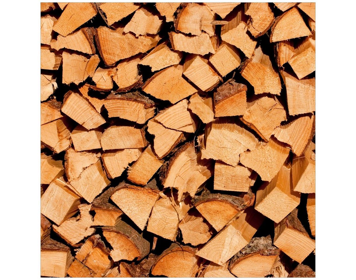 Wallario Tischplatte Holzstapel gehackt - Holzscheite für den Kamin (1 St), für Ikea Lack Tisch geeignet von Wallario