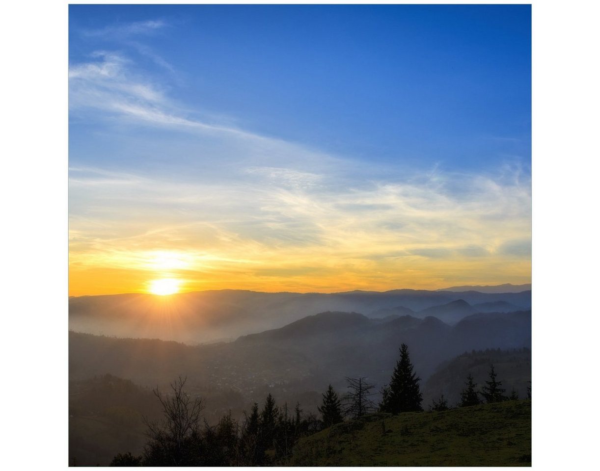 Wallario Tischplatte Sonnenaufgang über dem Schwarzwald (1 St), für Ikea Lack Tisch geeignet von Wallario