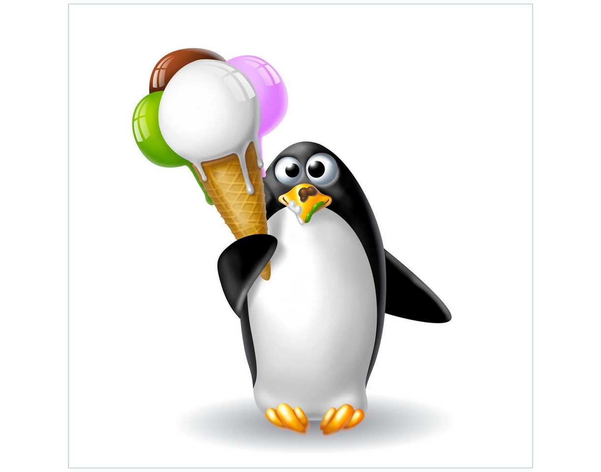 Wallario Tischplatte Süßer Eis Pinguin (1 St), für Ikea Lack Tisch geeignet von Wallario