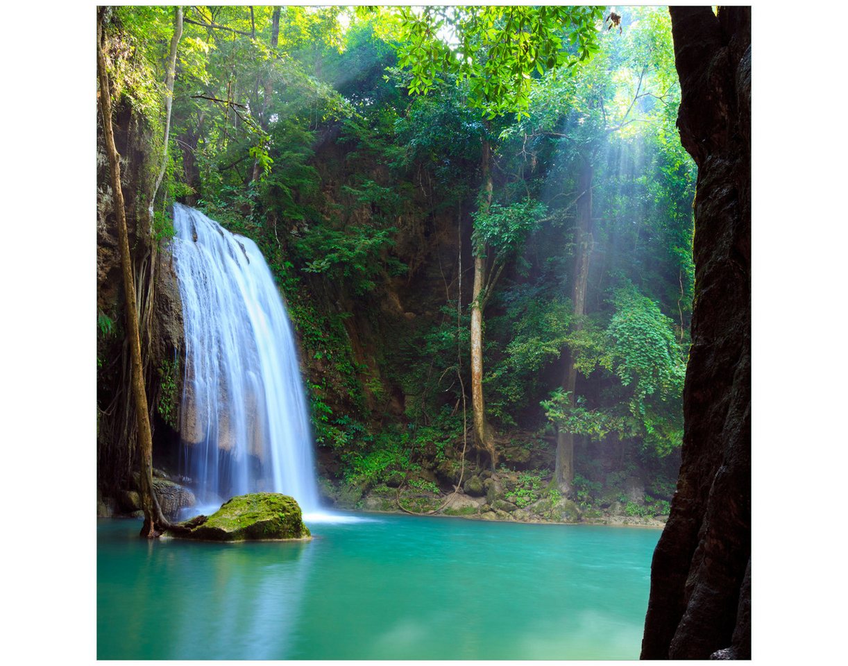 Wallario Tischplatte Wasserfall im Wald am See Idylle in Thailand (1 St), für Ikea Lack Tisch geeignet von Wallario