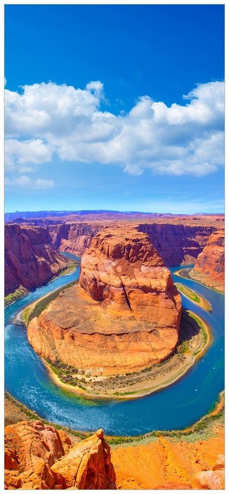 Wallario Türtapete Hufeisenförmiger Mäander des Colorado River, glatt, ohne Struktur von Wallario