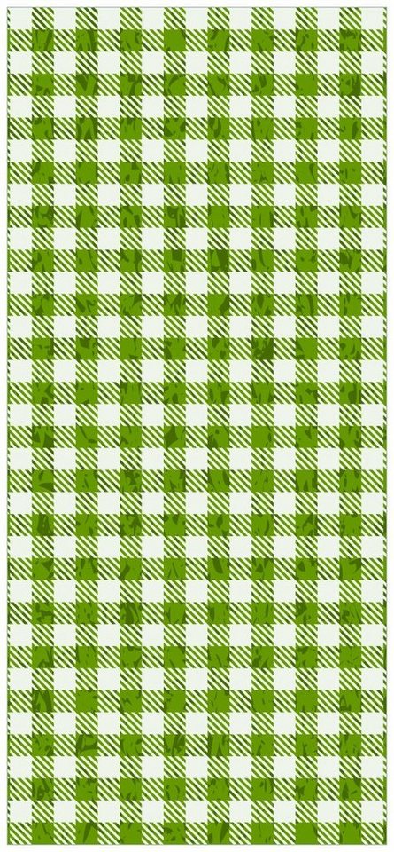 Wallario Türtapete Muster einer Tischdecke in grün und weiß kariert, glatt, ohne Struktur von Wallario