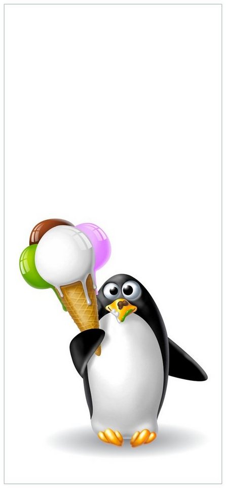 Wallario Türtapete Süßer Eis Pinguin, glatt, ohne Struktur von Wallario