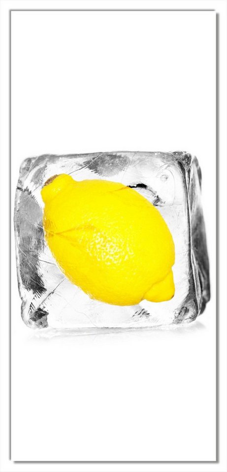 Wallario Türtapete Zitrone in Eiswürfel - Eiskaltes Obst, glatt, ohne Struktur Wallario Türtapete Zitrone in Eiswürfel - Eiskaltes Obst, glatt, ohne Struktur von Wallario