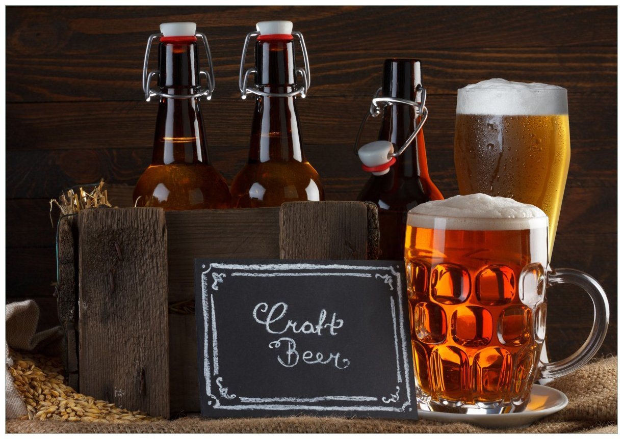 Wallario Wandbild, Biervarianten - Pils im Glas Flaschenbier Schild Craft Beer, in verschiedenen Ausführungen von Wallario