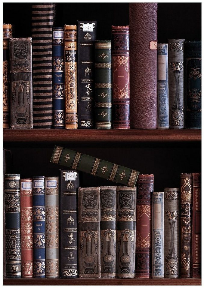 Wallario Wandbild, Bücherregal mit alten Büchern, in verschiedenen Ausführungen von Wallario