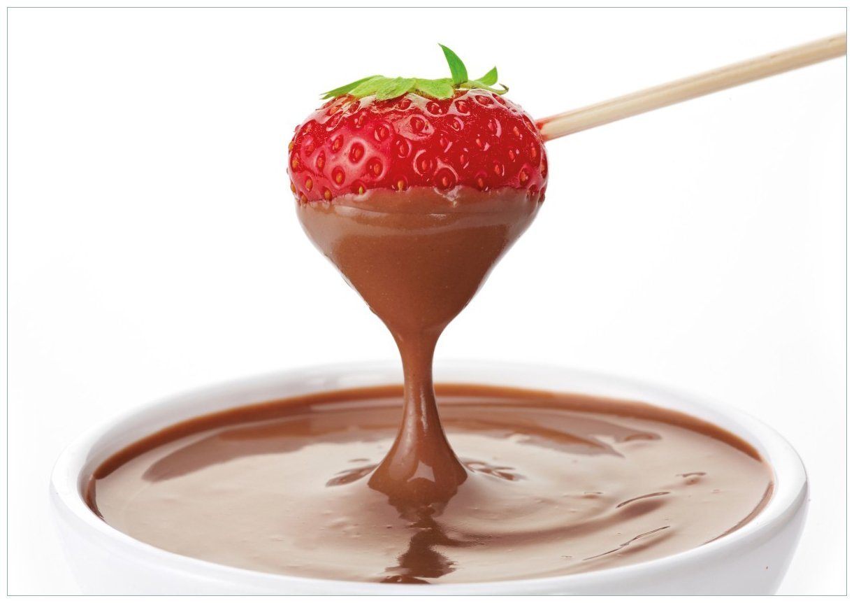Wallario Wandbild, Schoko-fondue mit Erdbeer am Stiel, in verschiedenen Ausführungen von Wallario