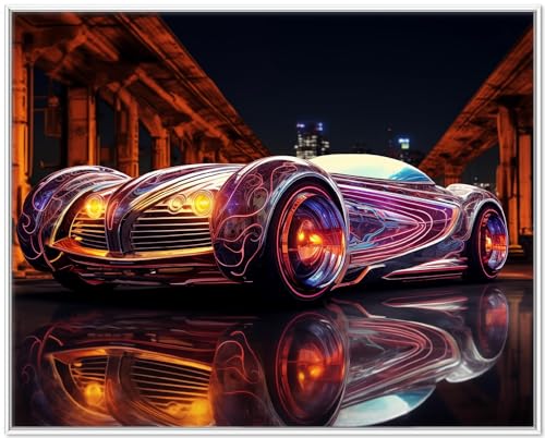 Wallario Wandbild - Lichtspiel-Roadster in Premiumqualität, Poster mit weißem Rahmen, Größe: 40 x 50 cm Wallario Wandbild - Lichtspiel-Roadster in Premiumqualität, Poster mit weißem Rahmen, Größe: 40 x 50 cm von Wallario