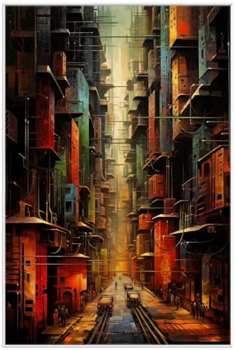 Wallario Wandbild - Stadt der Zukunft in Premiumqualität, Poster mit weißem Rahmen, Größe: 61 x 91,5 cm Wallario Wandbild - Stadt der Zukunft in Premiumqualität, Poster mit weißem Rahmen, Größe: 61 x 91,5 cm von Wallario