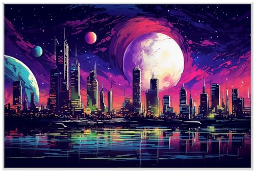 Wallario Wandbild - Zukunft unter fremden Himmeln in Premiumqualität, Poster mit weißem Rahmen, Größe: 61 x 91,5 cm Wallario Wandbild - Zukunft unter fremden Himmeln in Premiumqualität, Poster mit weißem Rahmen, Größe: 61 x 91,5 cm von Wallario