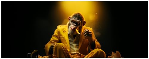 Wallario Wandbild aus Acryl, 50 x 125 cm, freischwebende Optik - The Boss - Cooler Monkey von Wallario