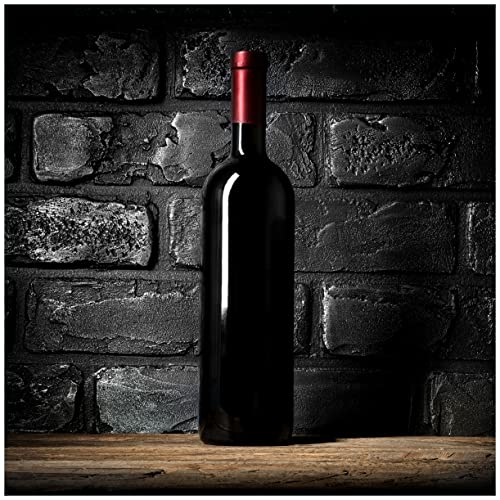 Wallario Wandbild aus Acryl, 50 x 50 cm, freischwebende Optik - Rotwein-Flasche am Abend von Wallario