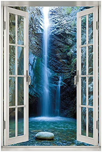 Wallario Wandbild aus Acryl, 60 x 90 cm mit Fensterrahmen, freischwebende Optik - Wasserfall bei Sonneneinfall mit Fenster-Illusion Wallario Wandbild aus Acryl, 60 x 90 cm mit Fensterrahmen, freischwebende Optik - Wasserfall bei Sonneneinfall mit Fenster-Illusion von Wallario