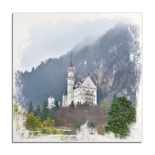 Wallario Wandbild aus Holz Schloss Neuschwanstein in Bayern - 40 x 40 cm in Premium-Qualität: Brillante Farben Wallario Wandbild aus Holz Schloss Neuschwanstein in Bayern - 40 x 40 cm in Premium-Qualität: Brillante Farben von Wallario