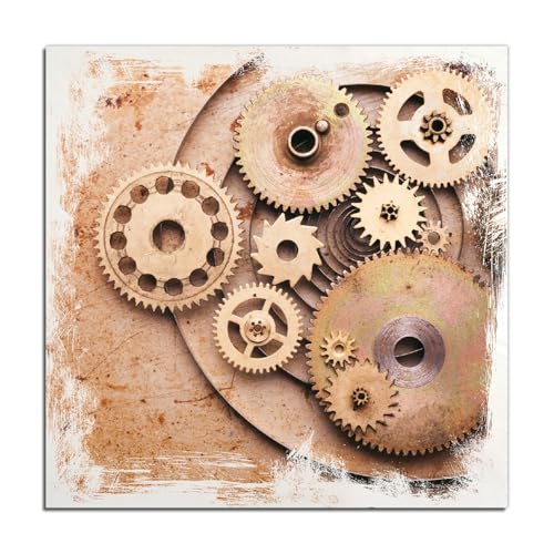 Wallario Wandbild aus Holz Zahnräder Einer Alten Uhr im Alten Stil - 40 x 40 cm in Premium-Qualität: Brillante Farben Wallario Wandbild aus Holz Zahnräder Einer Alten Uhr im Alten Stil - 40 x 40 cm in Premium-Qualität: Brillante Farben von Wallario