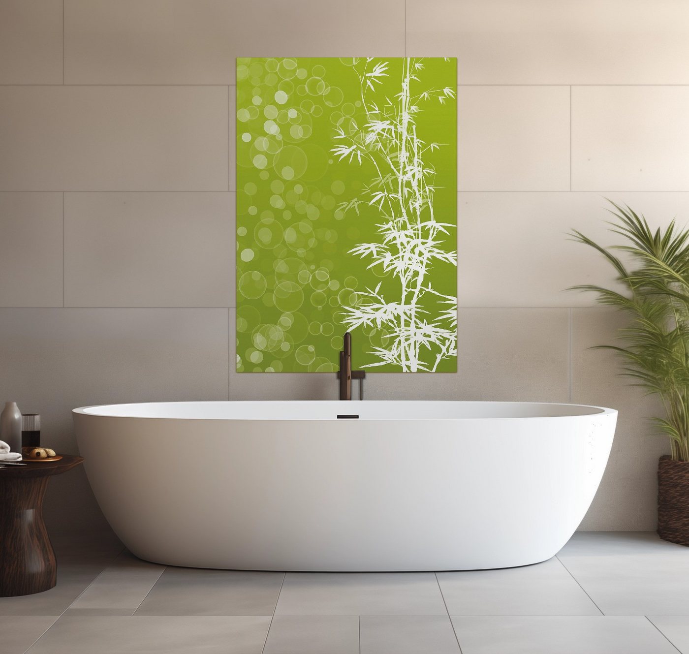 Wallario Wandfolie, Bambusmuster grün-weiß, wasserresistent, geeignet für Bad und Dusche von Wallario