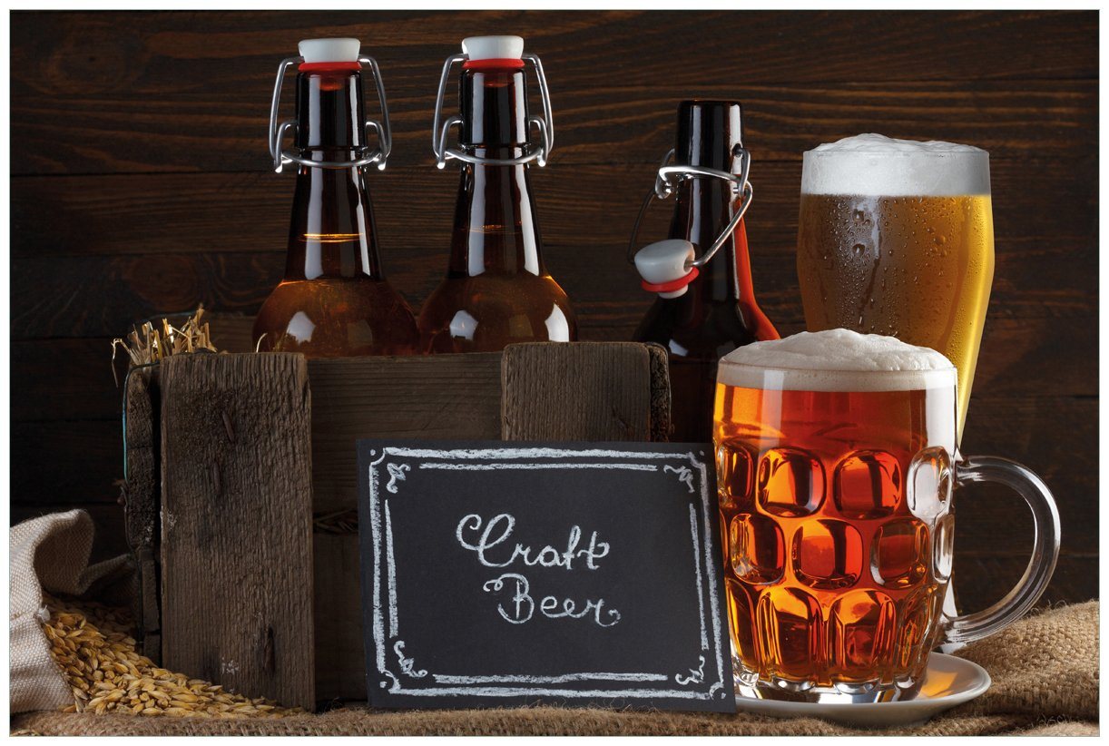 Wallario Wandfolie, Biervarianten - Pils im Glas Flaschenbier Schild Craft Beer, in verschiedenen Ausführungen von Wallario