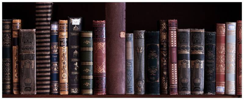 Wallario Wandfolie, Bücherregal mit alten Büchern, in verschiedenen Ausführungen von Wallario