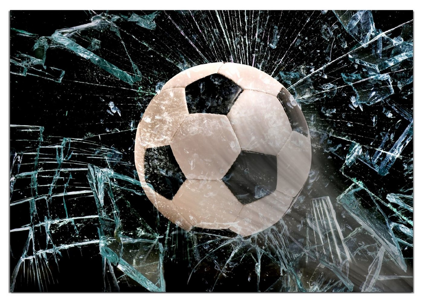 Wallario Wandfolie, Fußball - im Fenster, Splitter und Glas, wasserresistent, geeignet für Bad und Dusche Wallario Wandfolie, Fußball - im Fenster, Splitter und Glas, wasserresistent, geeignet für Bad und Dusche von Wallario