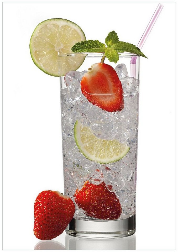 Wallario Wandfolie, Glas Wasser mit Erdbeeren, in verschiedenen Ausführungen Wallario Wandfolie, Glas Wasser mit Erdbeeren, in verschiedenen Ausführungen von Wallario