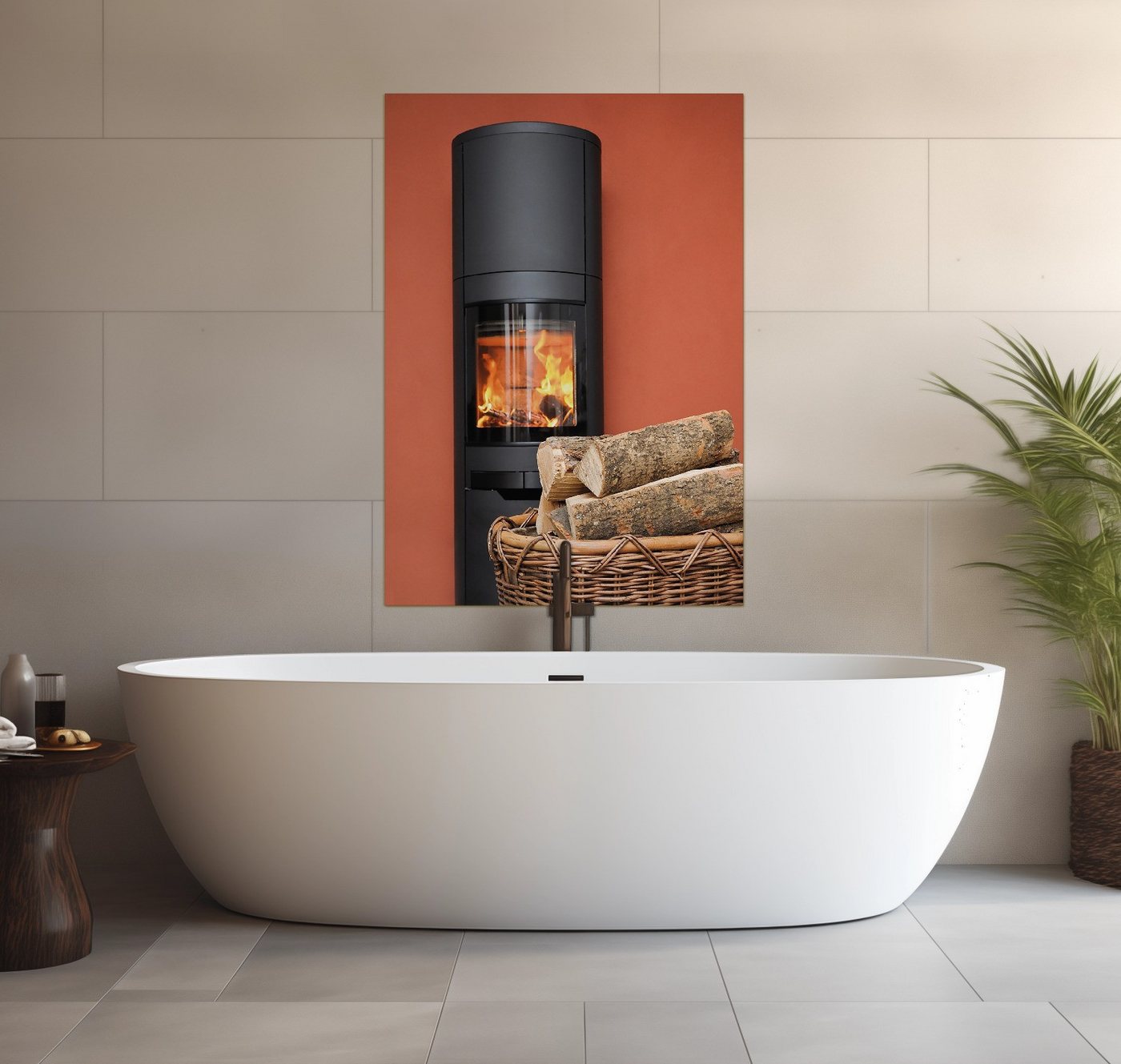 Wallario Wandfolie, Kamin Romantik, wasserresistent, geeignet für Bad und Dusche Wallario Wandfolie, Kamin Romantik, wasserresistent, geeignet für Bad und Dusche von Wallario