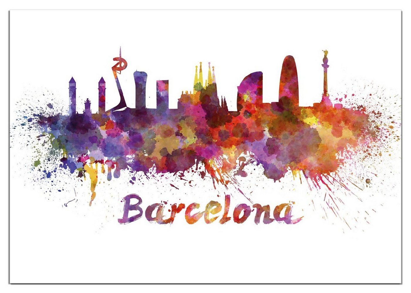 Wallario Wandfolie, Städte als Aquarell - Skyline von Barcelona, wasserresistent, geeignet für Bad und Dusche Wallario Wandfolie, Städte als Aquarell - Skyline von Barcelona, wasserresistent, geeignet für Bad und Dusche von Wallario